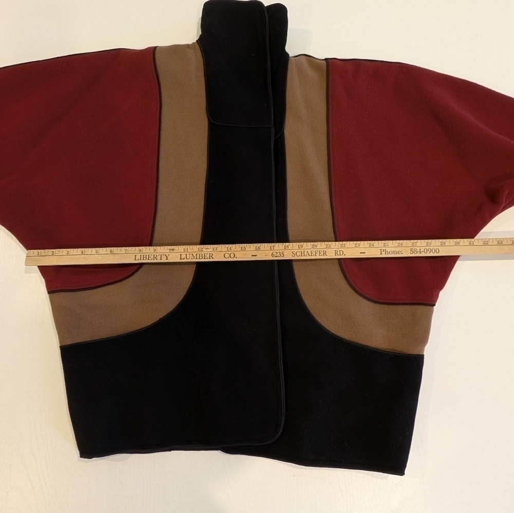 Vtg Mrs H Winter Pure Wool Colorblock Cocoon Coat Womens S Avant Garde 70s 80s - Picture 8 of 12